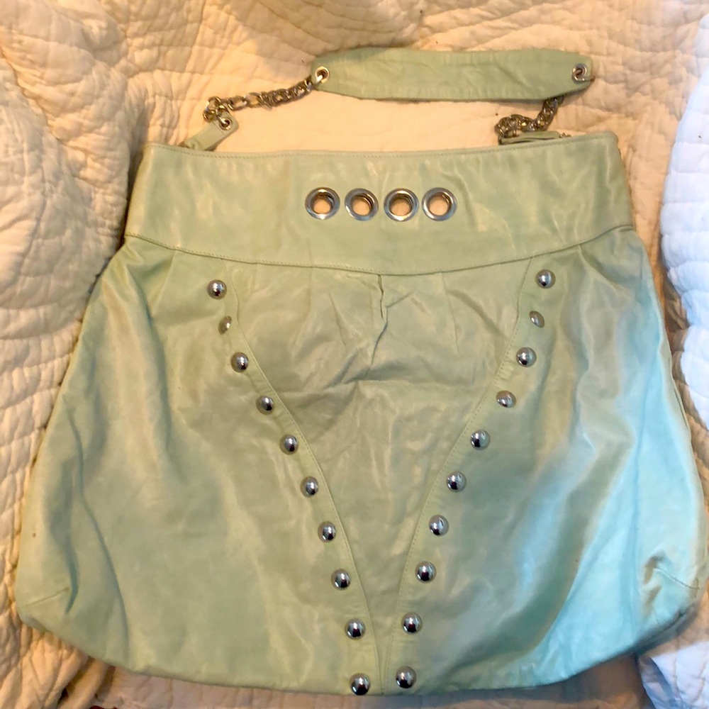 Leather studded tote